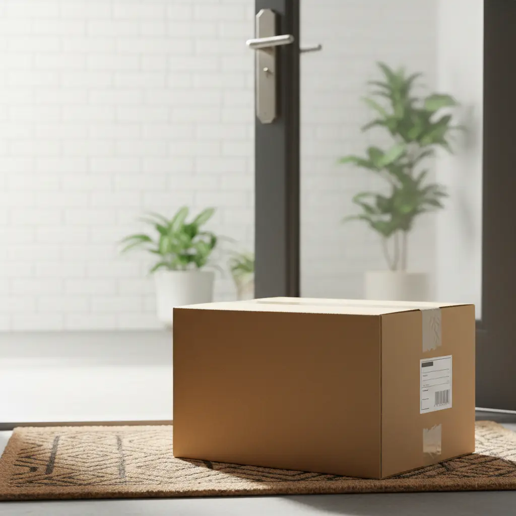 Delivery package waiting at a door