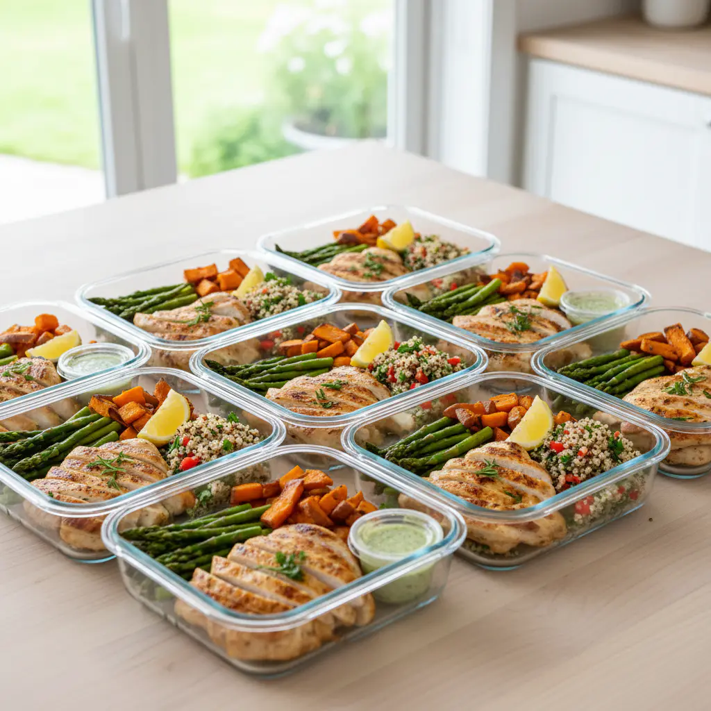 Fresh chicken meal prep containers